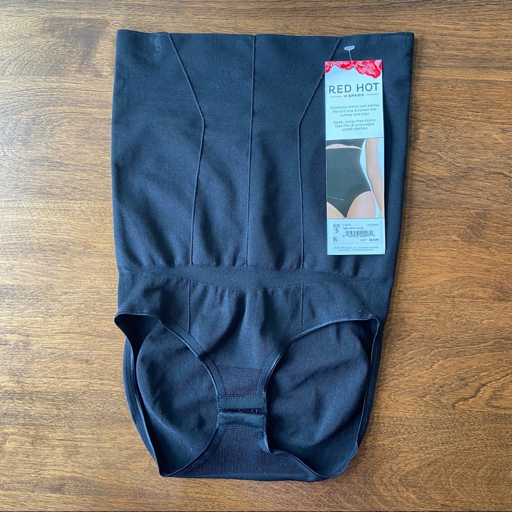 Spanx High Waist Shaping Panty Red Hot Firm Control Small Black NEW